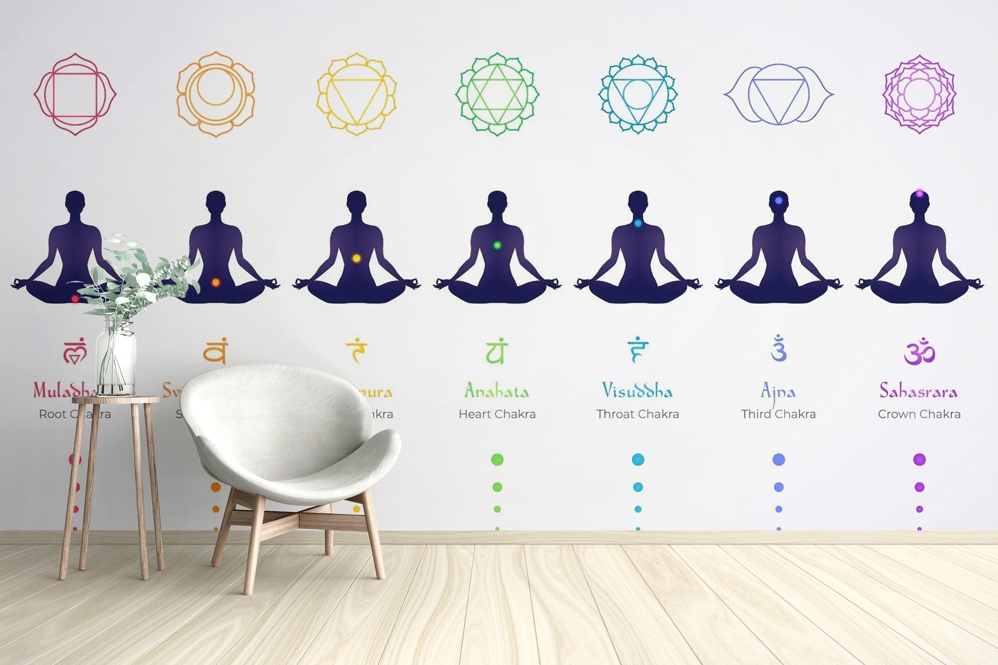 Meditation Body Chakras Wallpaper Mural - Giffywalls