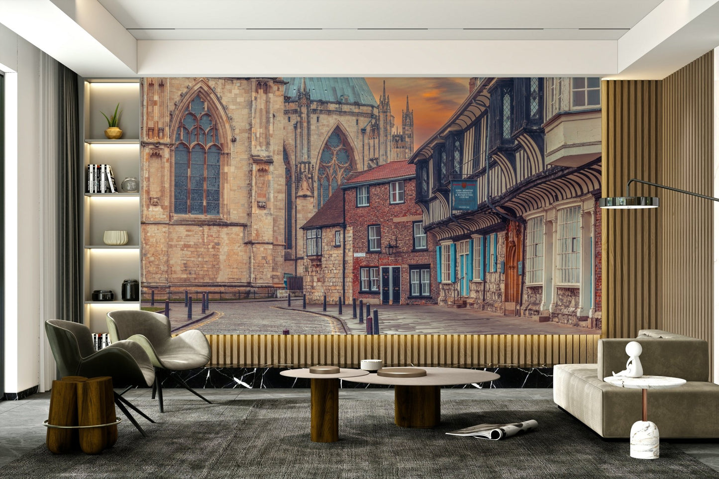 a peaceful old-world street scene

