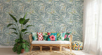 Zebra Butterfly Bloom • Maximalist Boho in Green Pastels Wallpaper⁠