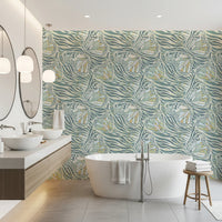 Zebra Butterfly Bloom • Maximalist Boho in Green Pastels Wallpaper⁠