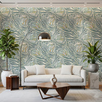 Zebra Butterfly Bloom • Maximalist Boho in Green Pastels Wallpaper⁠