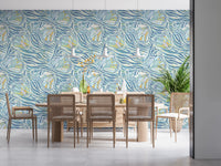 Zebra Butterfly Drift • Maximalist Boho in Blue Pastels Wallpaper⁠