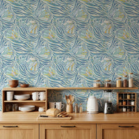 Zebra Butterfly Drift • Maximalist Boho in Blue Pastels Wallpaper⁠