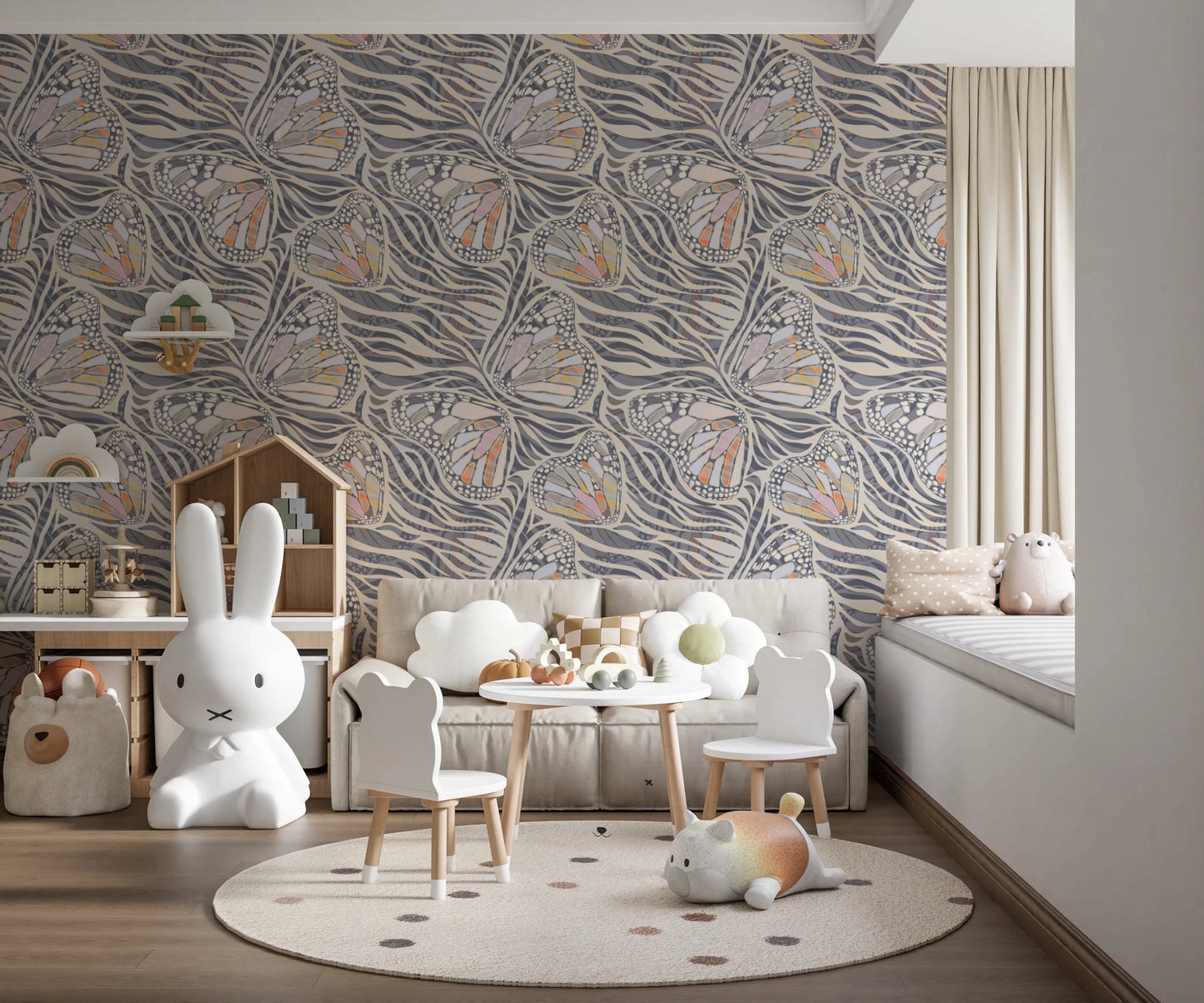 Zebra Butterfly Metamorphosis • Maximalist Boho in Earthy Pastels Wallpaper⁠