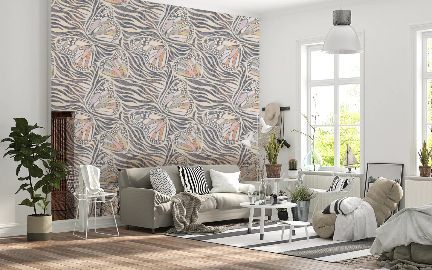 Zebra Butterfly Metamorphosis • Maximalist Boho in Earthy Pastels Wallpaper⁠