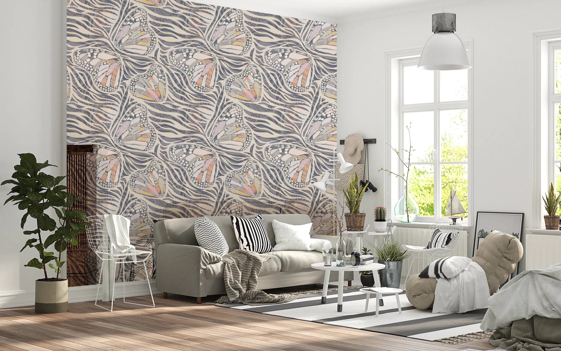 Zebra Butterfly Metamorphosis • Maximalist Boho in Earthy Pastels Wallpaper⁠