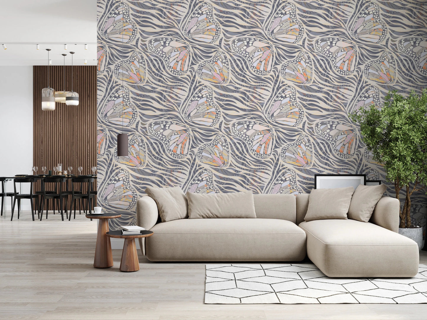 Zebra Butterfly Metamorphosis • Maximalist Boho in Earthy Pastels Wallpaper⁠