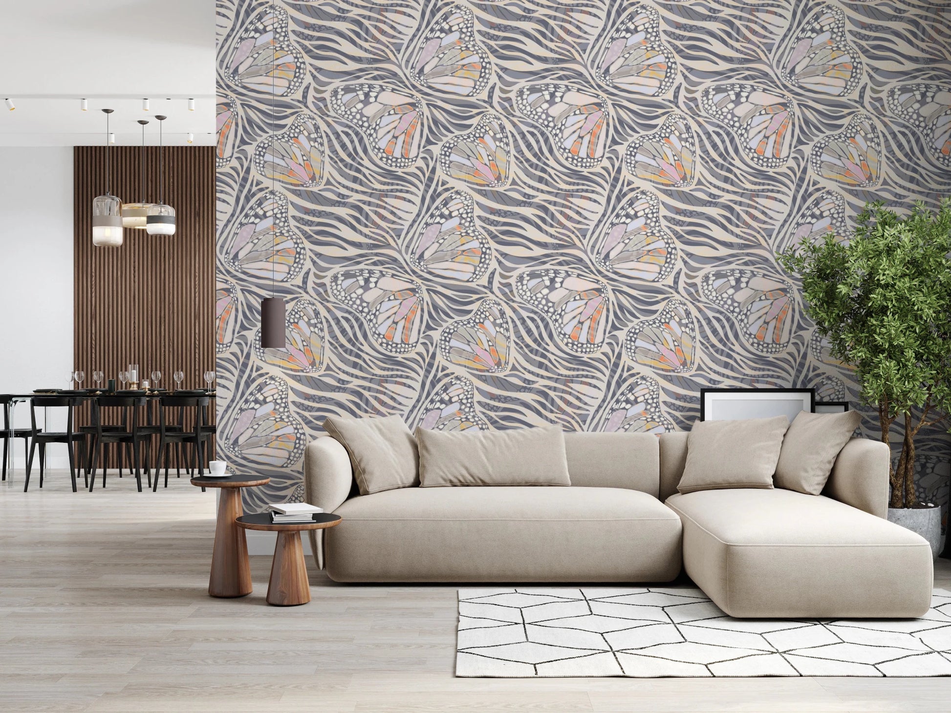 Zebra Butterfly Metamorphosis • Maximalist Boho in Earthy Pastels Wallpaper⁠