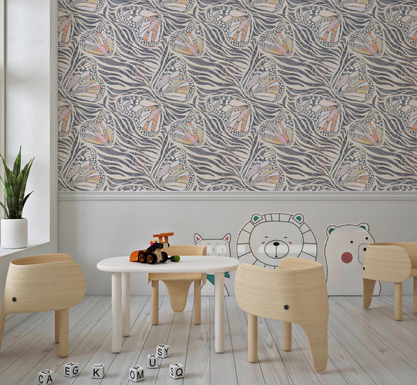 Zebra Butterfly Metamorphosis • Maximalist Boho in Earthy Pastels Wallpaper⁠