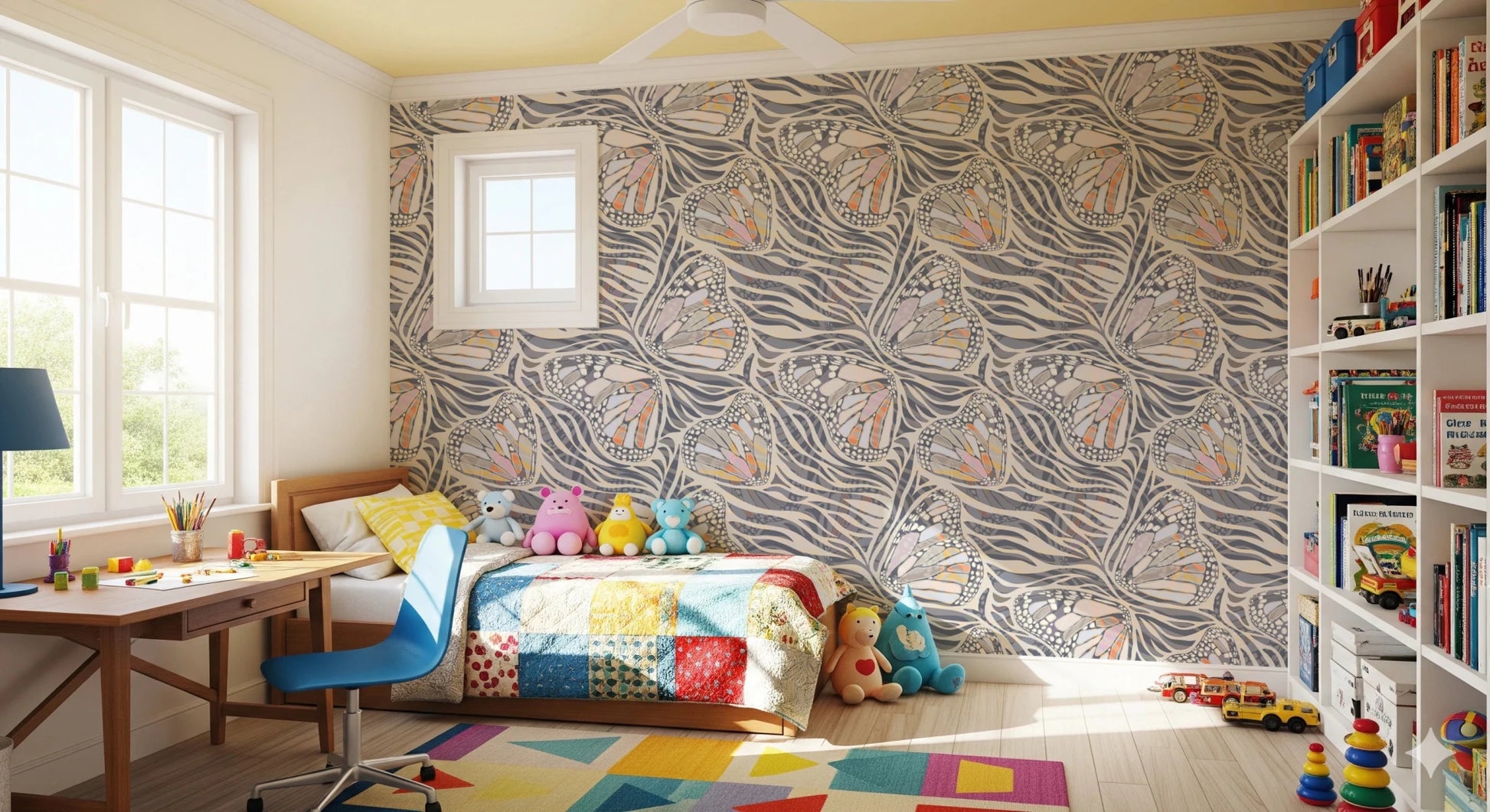 Zebra Butterfly Metamorphosis • Maximalist Boho in Earthy Pastels Wallpaper⁠