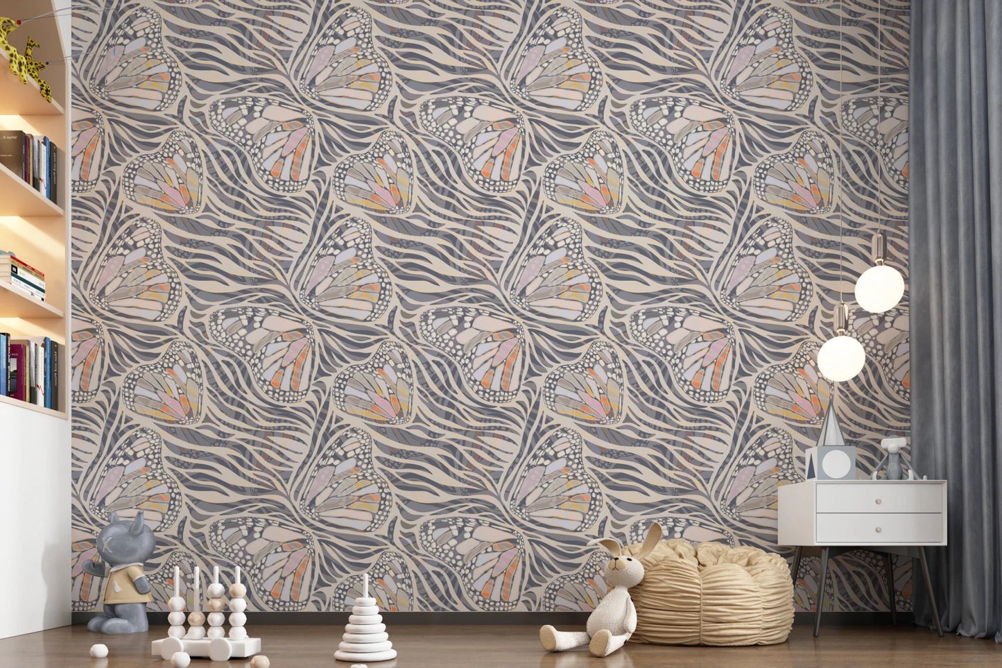 Zebra Butterfly Metamorphosis • Maximalist Boho in Earthy Pastels Wallpaper⁠