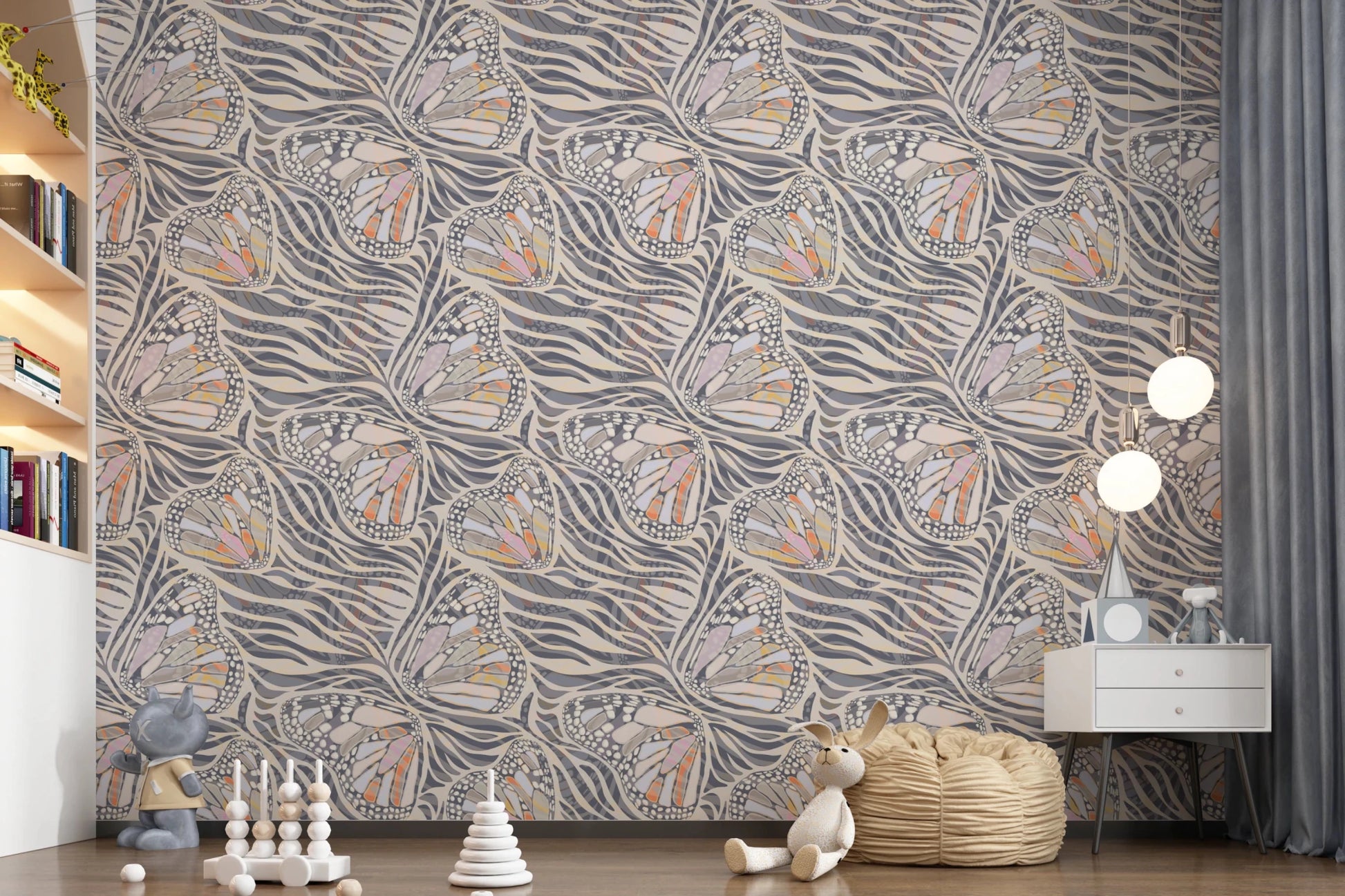 Zebra Butterfly Metamorphosis • Maximalist Boho in Earthy Pastels Wallpaper⁠