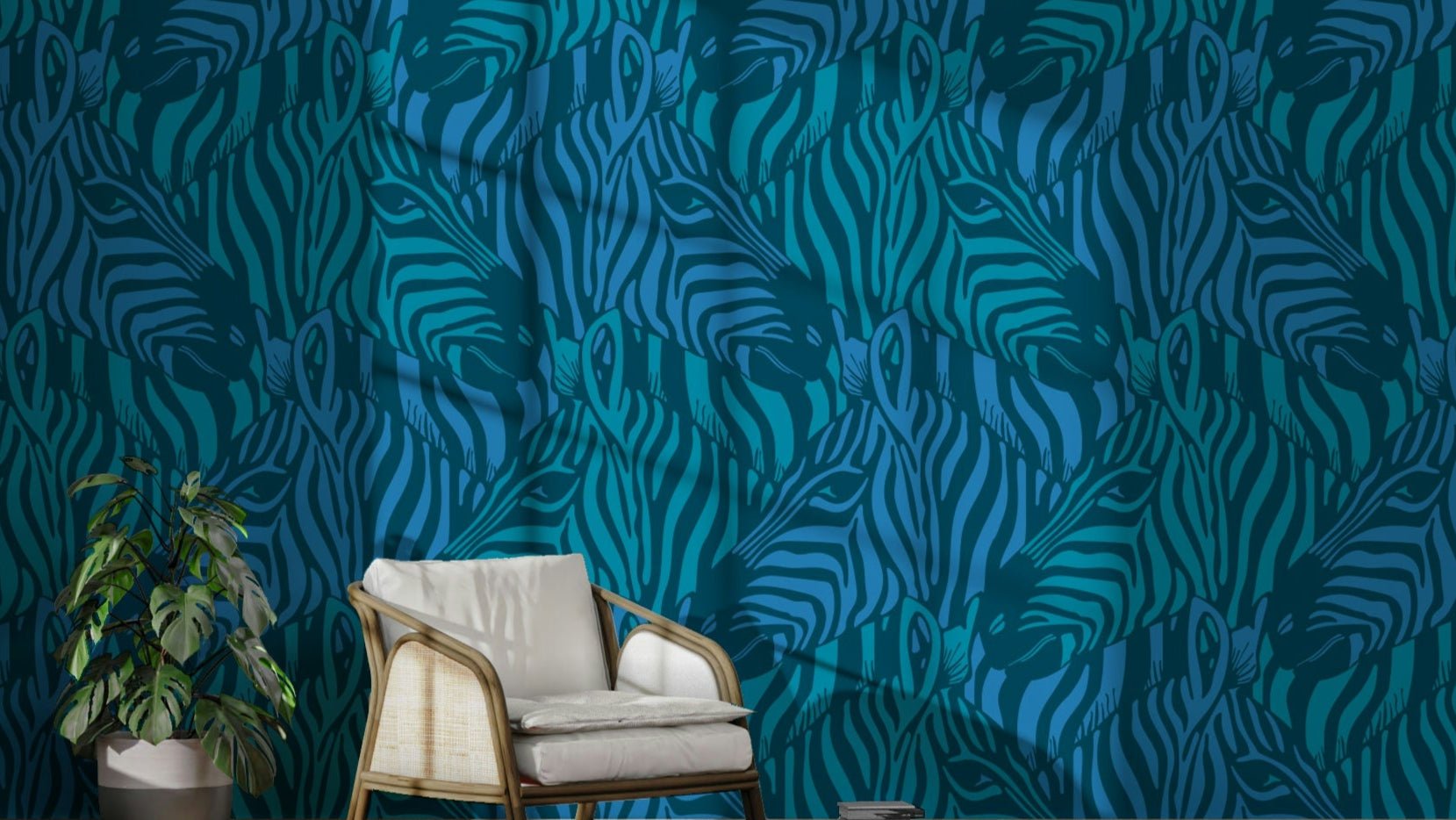 The image shows a peaceful, natural scene with a striped pattern.

