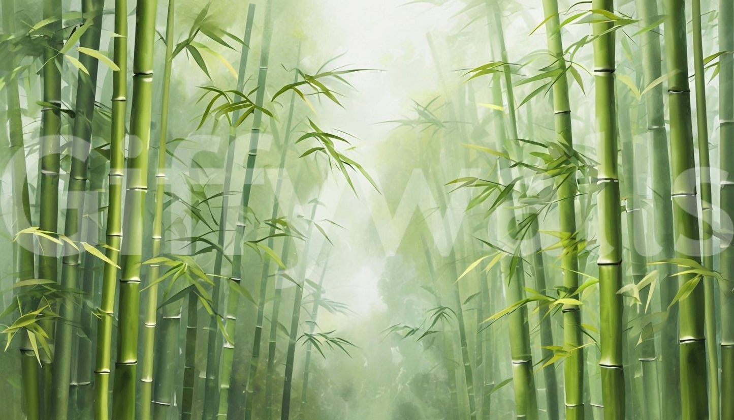 Zen Bamboo Forest Wall Mural for office meeting room, calm nature backdrop