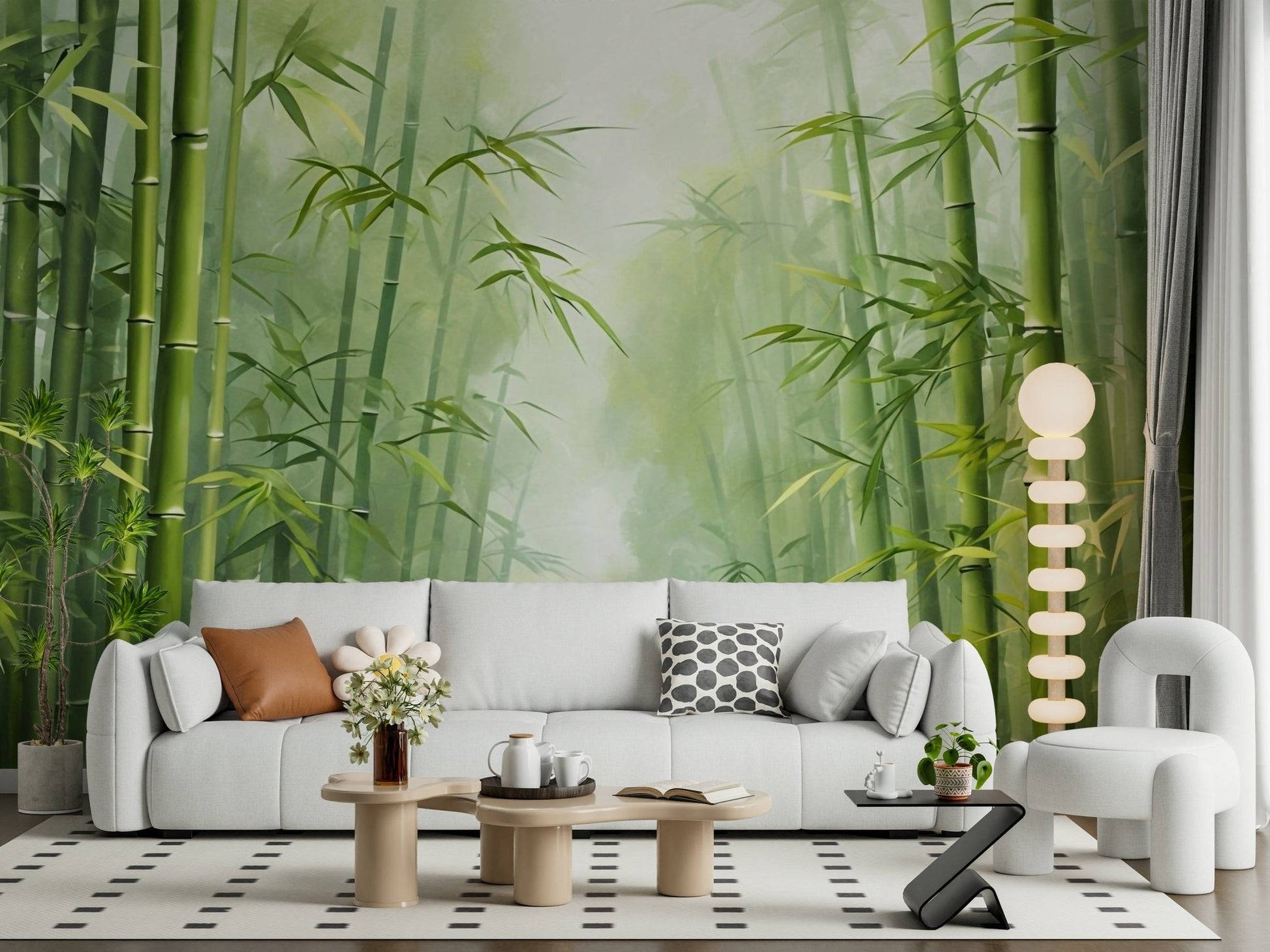 Nature bamboo wall mural for dining room feature wall, modern and clean look
