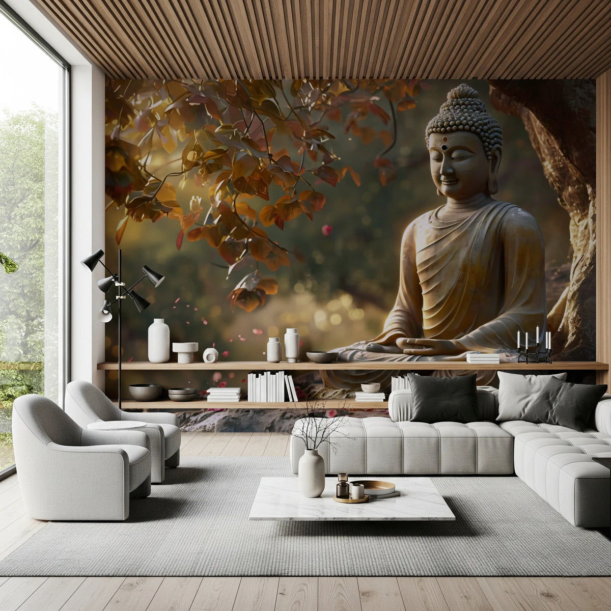Zen Garden Buddha Wall Mural - Spiritual Stone Wallpaper