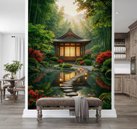 Sand ripple wall mural adds a polished look to an entryway wall