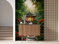 Pebble texture wall mural gives a serene touch to a spa-style Hallway 