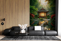 Stone path and raked sand wall mural with Zen Garden Retreat detail