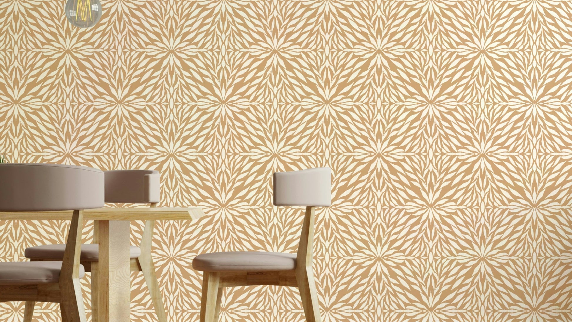Zenith Leaves clay-toned wallpaper for dining rooms

