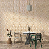 Minimalist leaf wallpaper in terracotta and beige palette


