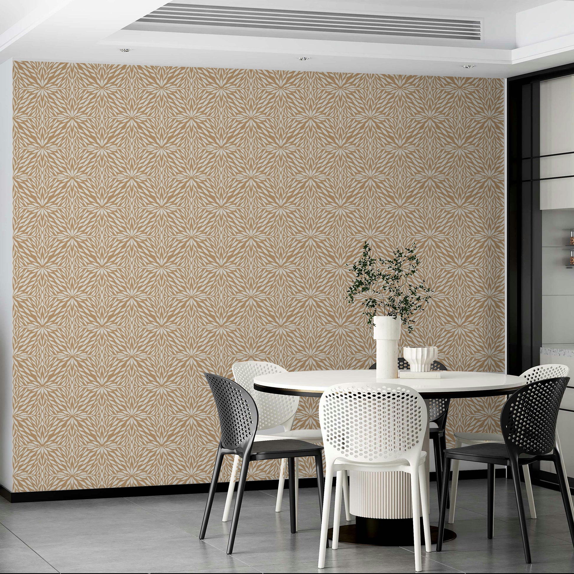 Clay color leaf design wallpaper with modern style


