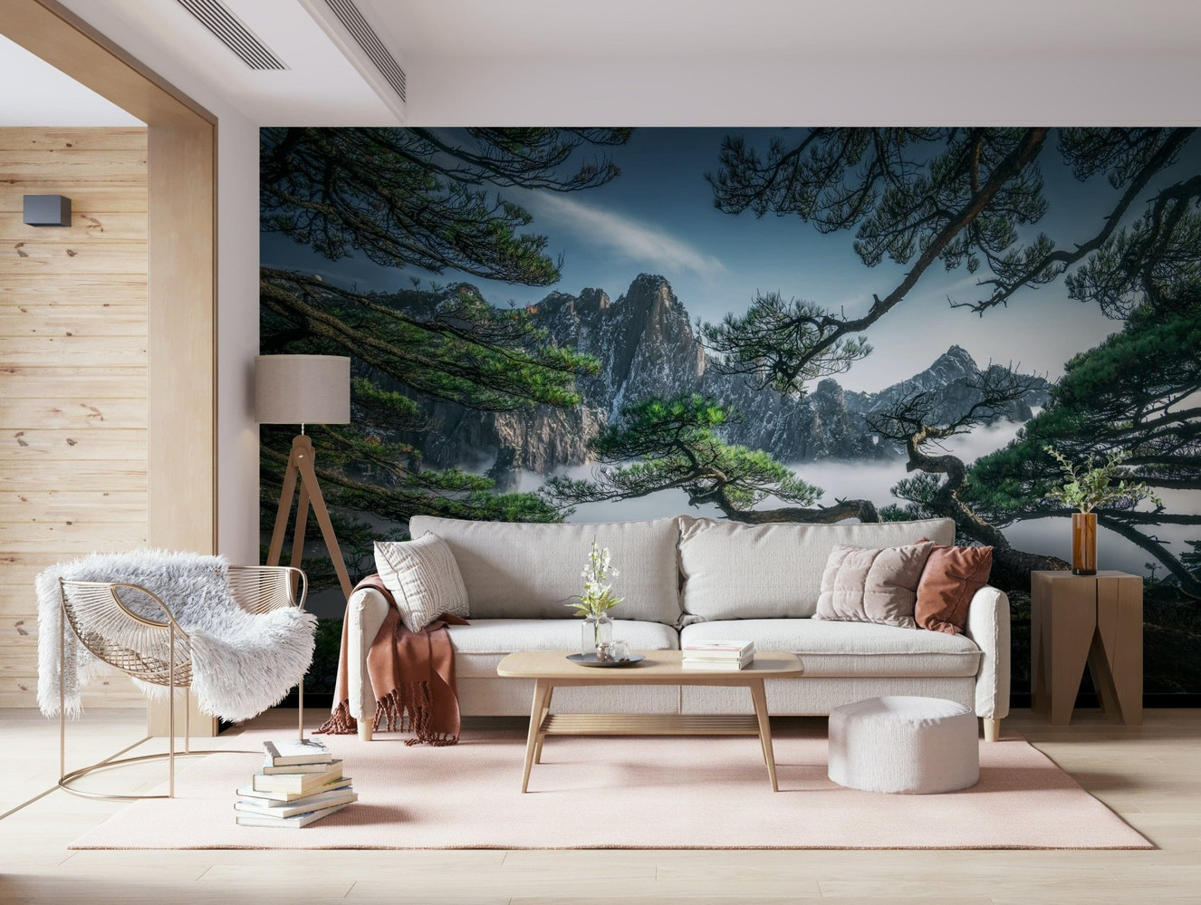 Zenith Peak View majestic mountain landscape fog wall mural.