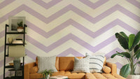 Zigzag Chic Lilac Wallpaper with soft geometric line design.

