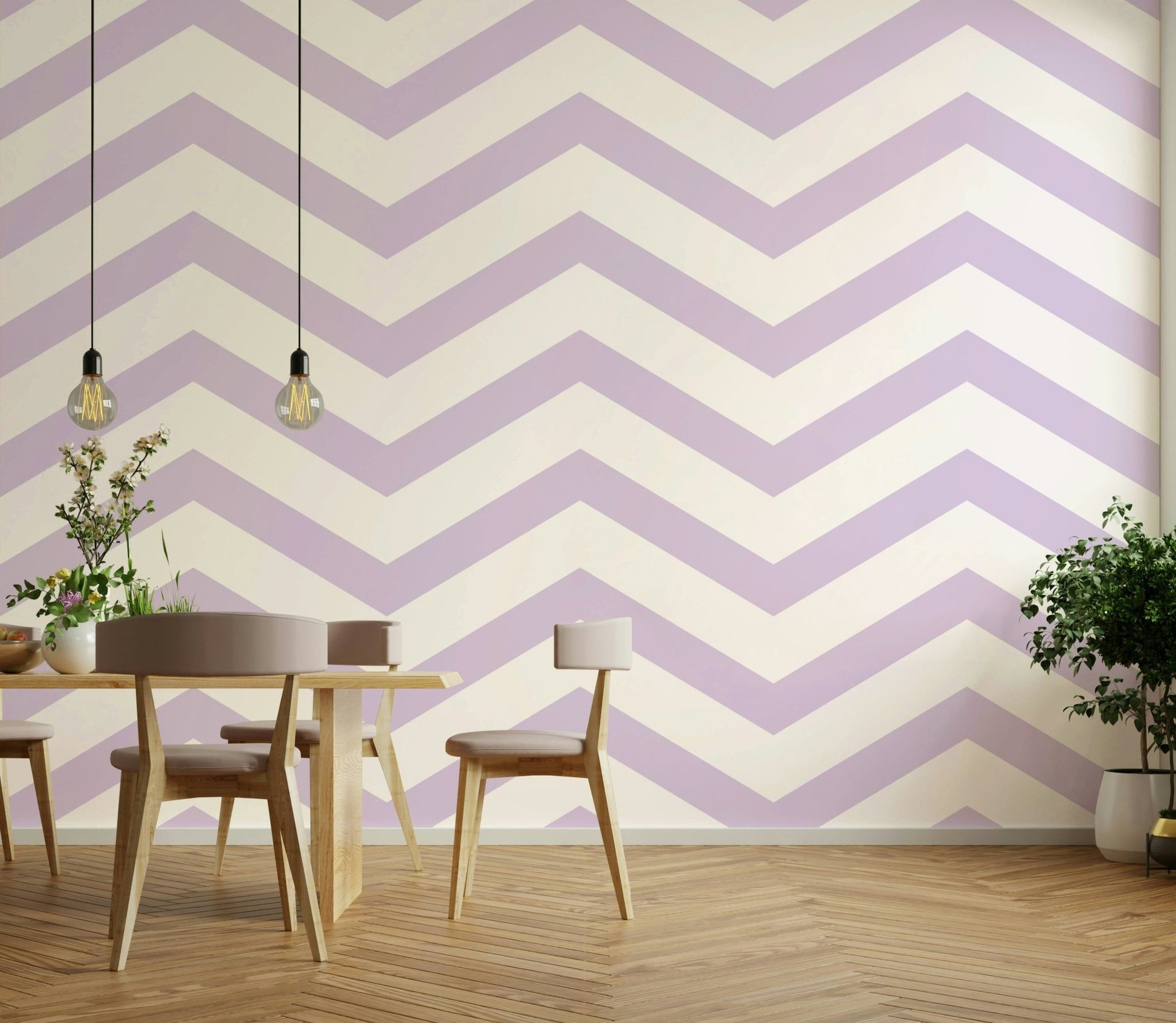Chic lilac wallpaper featuring smooth geometric lines.

