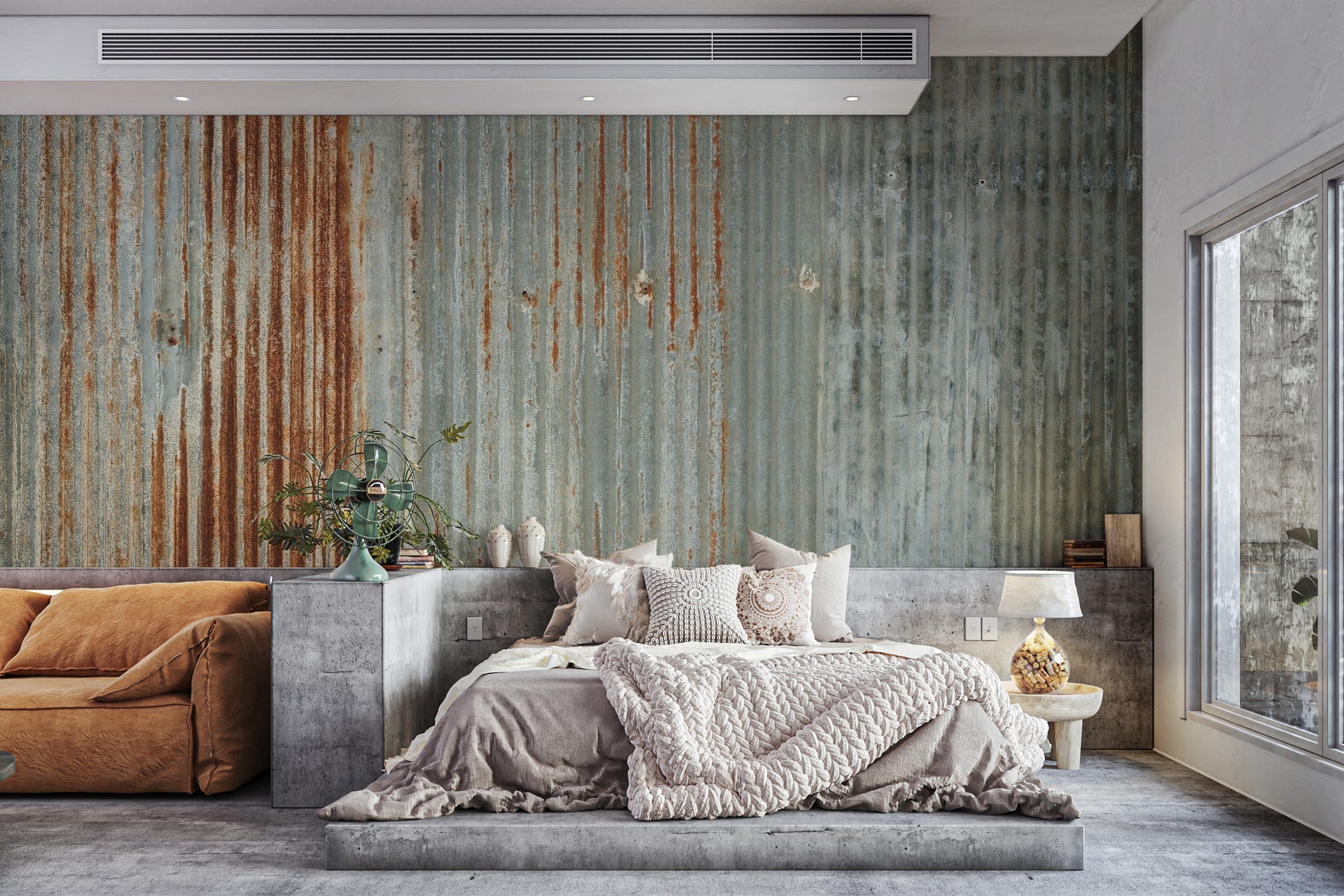 Stylish faux rust metallic wallpaper mural for walls