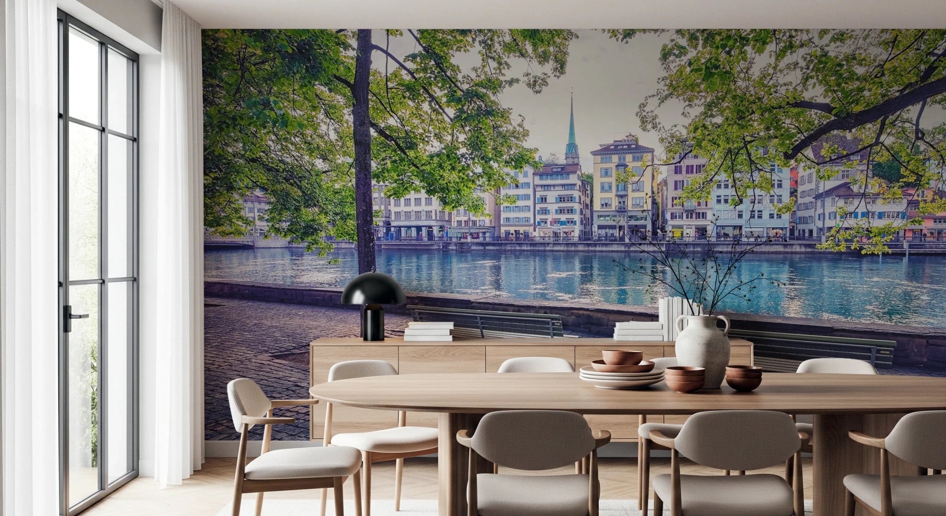 Zurich River Scene Wall Mural