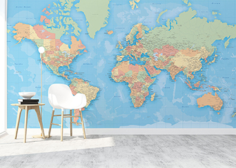 Removable World Map Wallpaper
